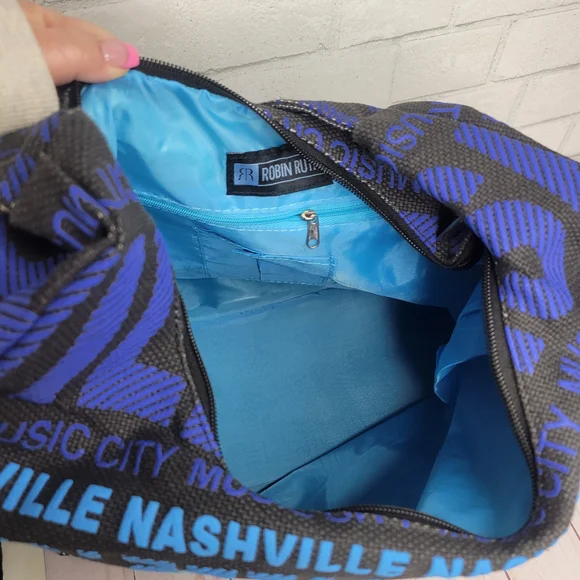 Robin Ruth Nashville Stylish Blue and Black Tote Bag - Picture 5 of 5